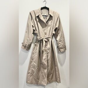 Vintage London Fog Long Beige Belted Single Breasted Lined Trench Coat Jacket